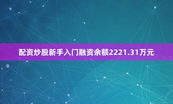 配资炒股新手入门融资余额2221.31万元