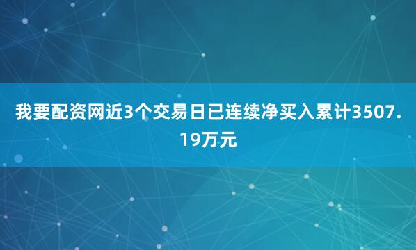 我要配资网近3个交易日已连续净买入累计3507.19万元